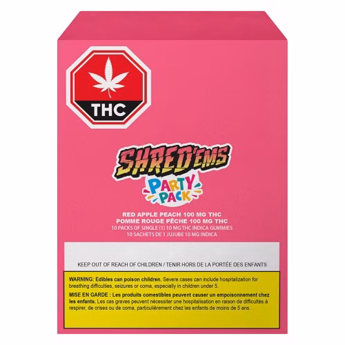 SHRED'EMS - Red Apple Peach MAX10 Party Pack 100 THC Gummies (Multi-pack of 10)
