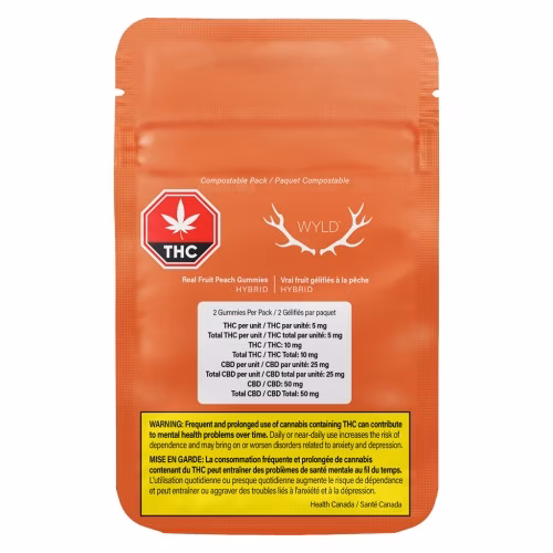 Wyld - Real Fruit Peach Soft Chews 5:1 CBD:THC