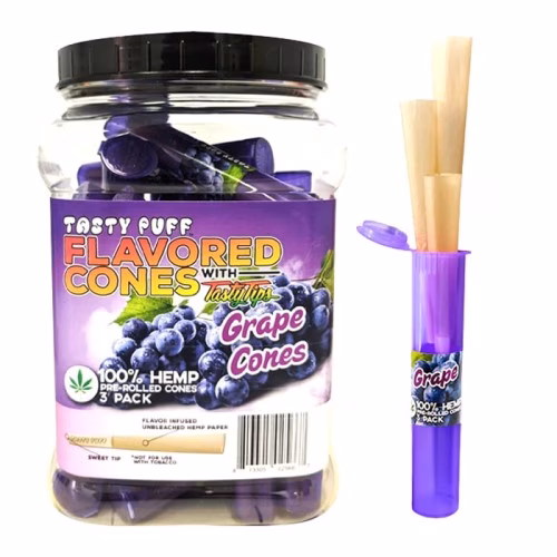 TASTY PUFFS FLAVORED 3 CONES GRAPE