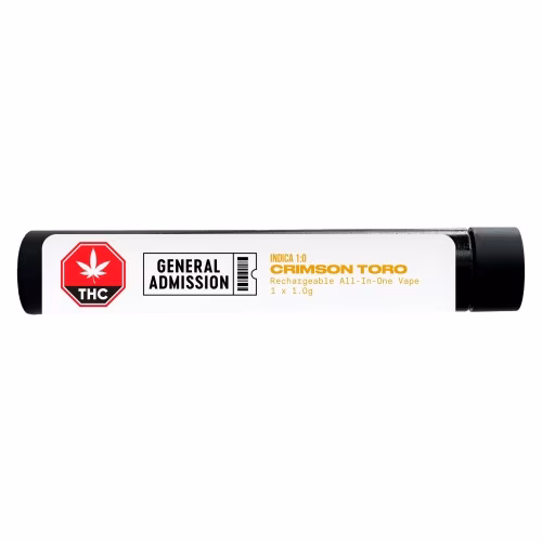 General Admission - Crimson Toro Indica (1:0) Reachargeable All-In-One Vape