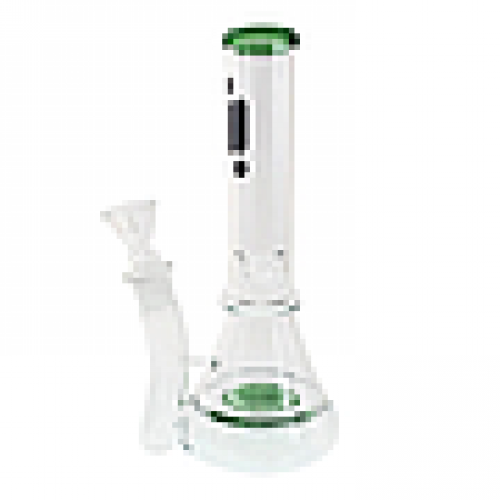 GLASS BONG 10" BEAKER HONEYCOMB GREEN