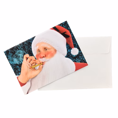 Holiday Card Rollin' Santa Greeting Card w/ Envelope Christmas Card