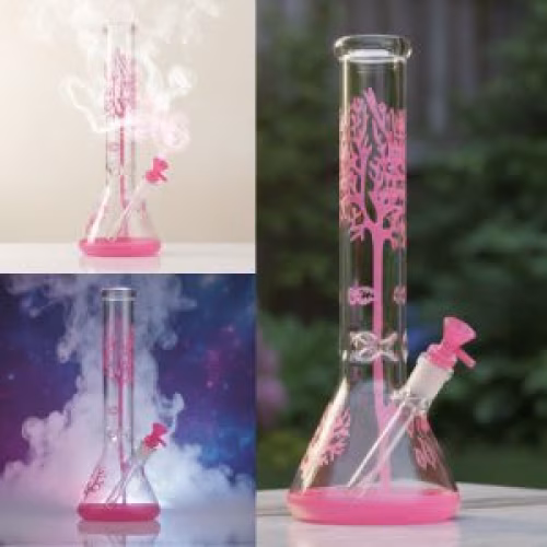 15" GLASS TREE BONG PINK