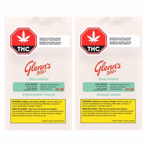 Glenn's - No.26 Glenn's 200's True Hybrid Rosin - Strawberry Cream (Multi-pack of 10 x 2pcs)