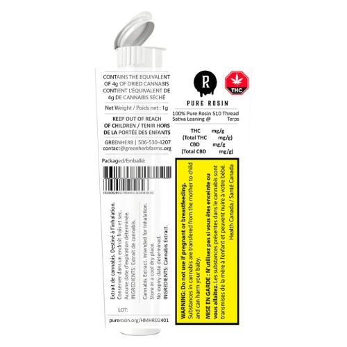 PURE ROSIN - 100% Pure Rosin 510 Thread Vape - Sativa Leaning