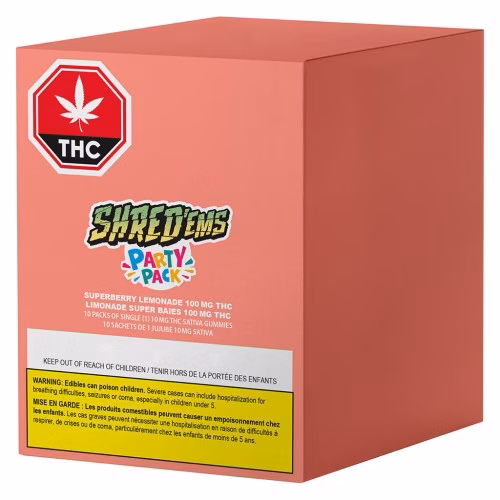 SHRED'EMS - Superberry Lemonade MAX10 Party Pack 100 THC Gummies (Multi-pack of 10)
