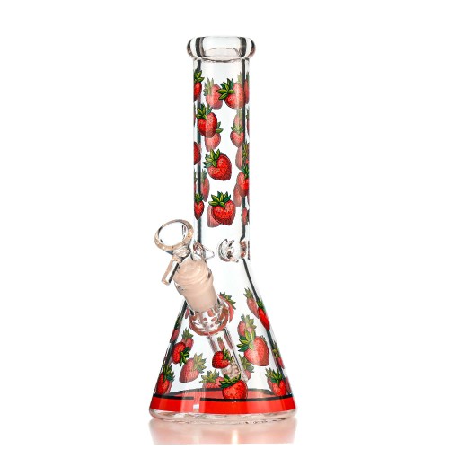 Bongs - Glass - 10 Inch Beaker - Strawberries