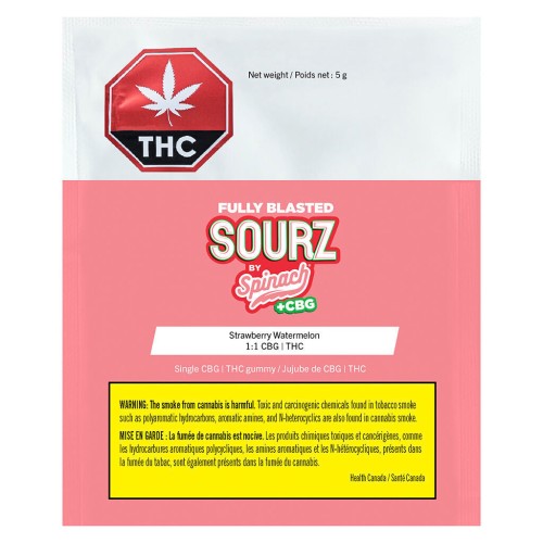 SOURZ by Spinach - Fully Blasted Strawberry Watermelon 1:1 CBG:THC Gummy