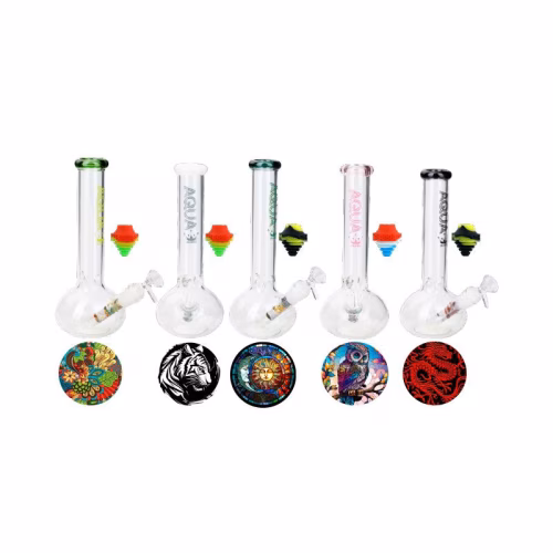 AQUA GLASS BONG W/CAP
