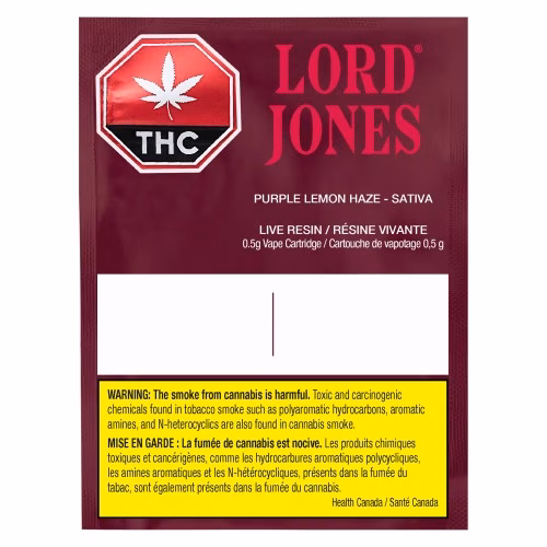 Lord Jones - Pure Live Resin Vape - Purple Lemon Haze 510 Thread Cartridge
