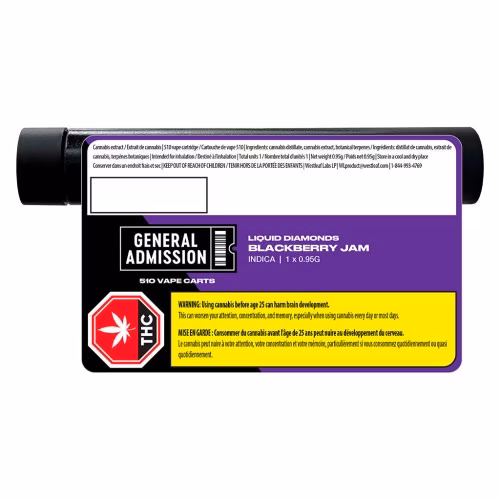 General Admission - Blackberry Jam Liquid Diamond 510 Thread Cartridge