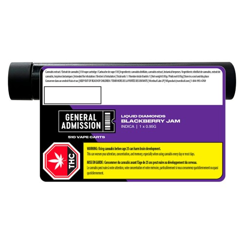 General Admission - Blackberry Jam Liquid Diamond 510 Thread Cartridge