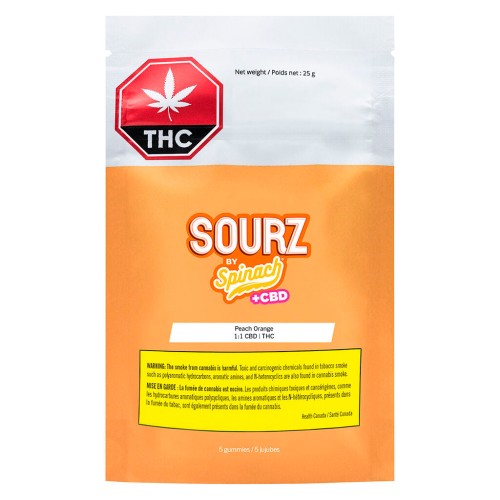 SOURZ by Spinach - Peach Orange 1:1 THC CBD Gummies