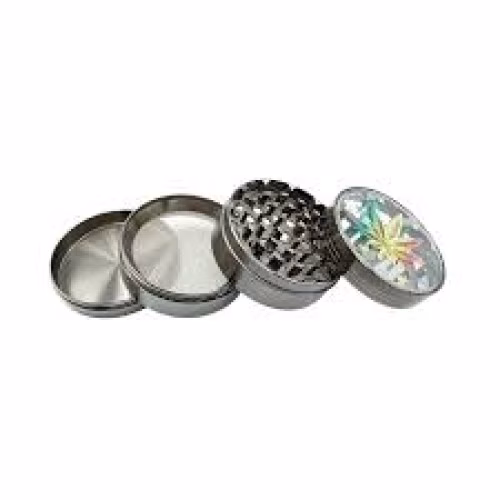 Rasta leaf Clear Top 4 piece Grinder