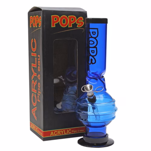Acrylic Bong Pops 12" Bubble Base (Dark Blue)
