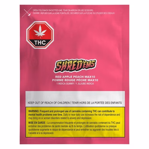 SHRED'EMS - Red Apple Peach MAX10 Party Pack 100 THC Gummies (Multi-pack of 10)