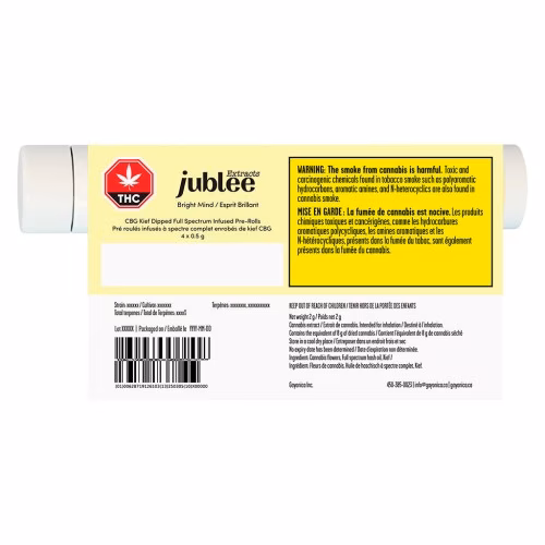 Jublee Extracts - Bright Mind - CBG Kief Dipped Full Spectrum Infused Pre-Roll