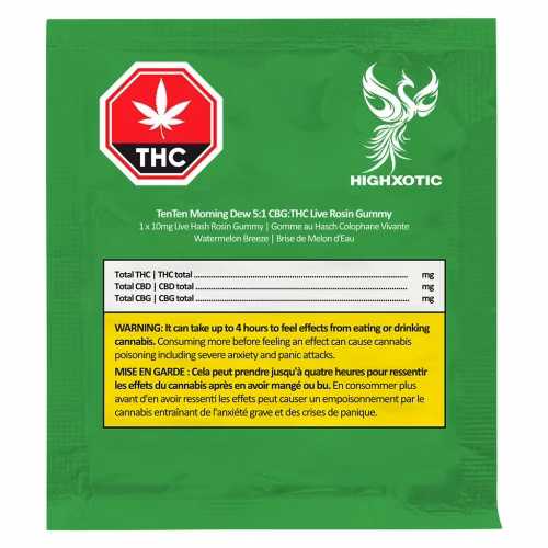 HighXotic - TenTen Morning Dew 5:1 CBG:THC Live Rosin Gummy