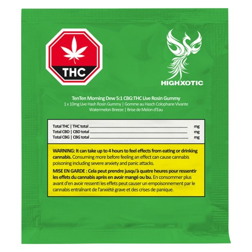 HighXotic - TenTen Morning Dew 5:1 CBG:THC Live Rosin Gummy