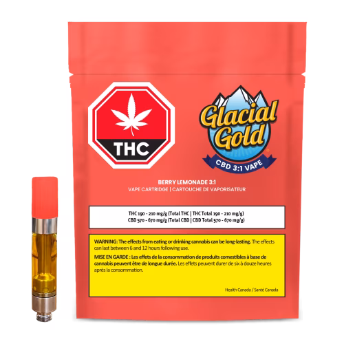 Glacial Gold - CBD 3:1 Berry Lemonade Vape Cartridge