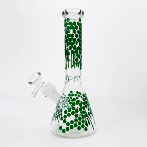 10" Glass Beaker Bong with Honeybee Design