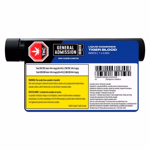 General Admission - Tiger Blood Liquid Diamond 510 Thread Vape Cartridge