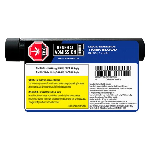 General Admission - Tiger Blood Liquid Diamond 510 Thread Vape Cartridge