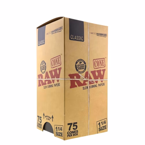 RAW ORGANIC NATURAL UNREFINED PRE-ROLLED CONES BOX/ 75