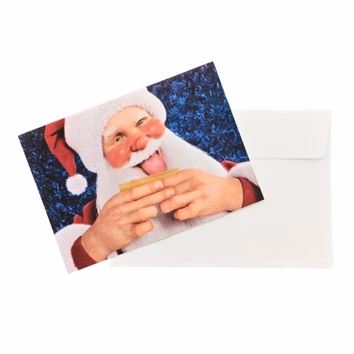 Holiday Card Rollin' Santa Greeting Card w/ Envelope Christmas Card