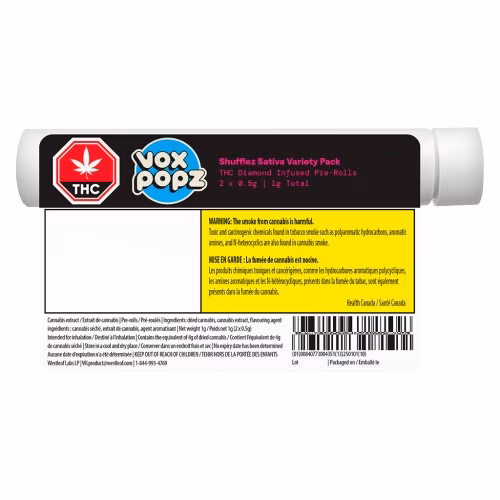Vox Popz - Shufflez Sativa Diamond Infused Pre-Rolls