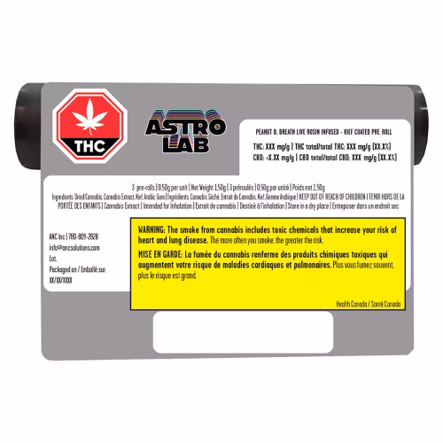 Astrolab - PEANUT B. BREATH Live Rosin Infused + Kief Coated Pre-Roll - Hybrid - 3x0.5g