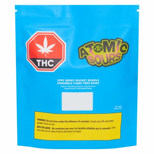 XMG Atomic Sours - Very Berry Rocket Gummies Bundle - THC+CBG (Multi-pack of 5)