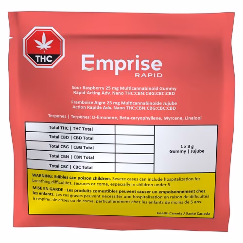 Emprise Rapid - Sour Raspberry 25 Multicannabinoid Gummy