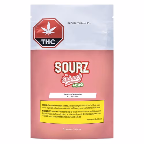 SOURZ by Spinach - Strawberry Watermelon 4:1 Gummies (CBG:THC)