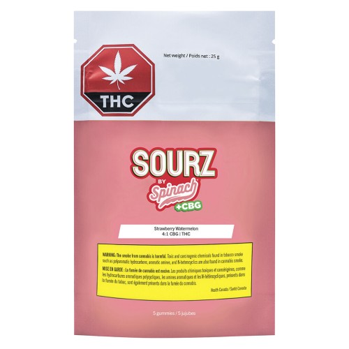 SOURZ by Spinach - Strawberry Watermelon 4:1 Gummies (CBG:THC)