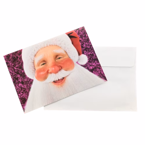 Holiday Card Rollin' Santa Greeting Card w/ Envelope Christmas Card