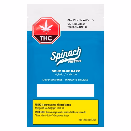 Spinach PUFFERZ - Sour Blue Razz All-in-One Liquid Diamonds Vape