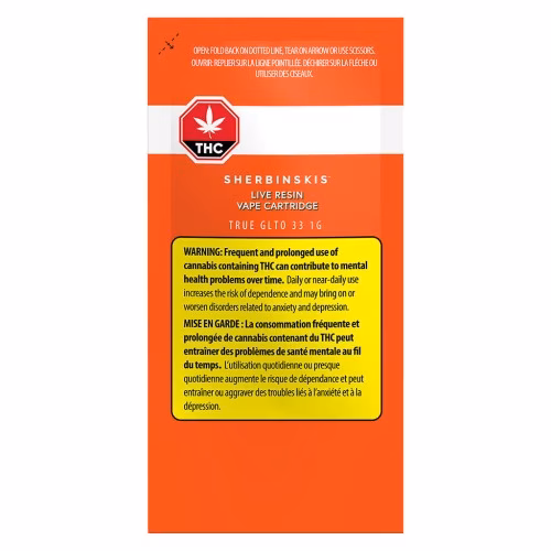 Sherbinskis - True GLTO 33 Live Resin 510 Thread Cartridge