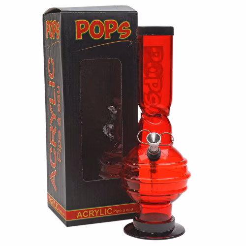 Acrylic Bong Pops 12" Bubble Base (Red)