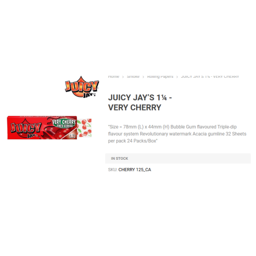 JUICY JAYS VERY CHERRY ROLLING PAPERS