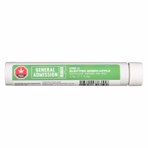 General Admission - Electric Green Apple Distillate Infused Pre-Rolls
