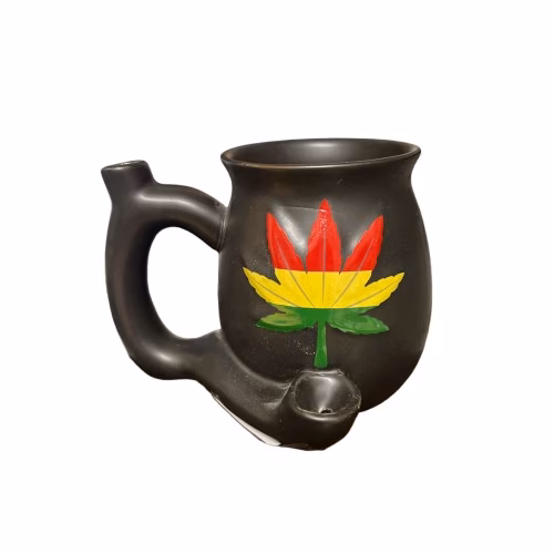 CERAMIC MUG PIPE RASTA LEAF