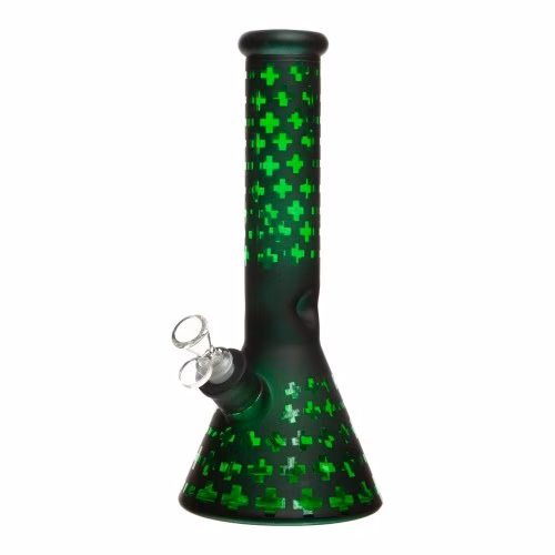12" Patchwork Glass Bong W/ Gift Box - Green