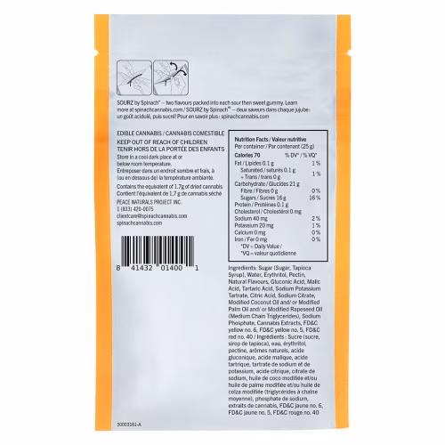 SOURZ by Spinach - Peach Orange 1:1 Soft Chews