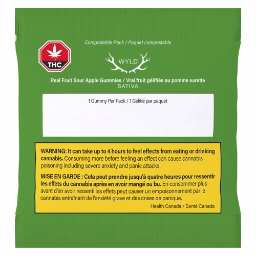 Wyld - Real Fruit Sour Apple SATIVA Gummies (Multi-pack of 10)