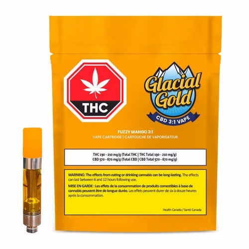 Glacial Gold - CBD 3:1 Fuzzy Mango Vape Cartridge