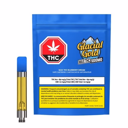 Glacial Gold - MAX THC Blueberry Dream Hybrid Vape Cartridge