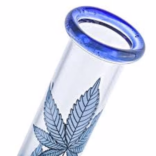 8inch Bong With Blue Weed Leaf