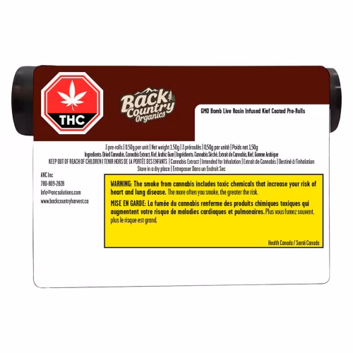 Back Country Organics - GMO Bomb Rosin Infused Kief Coated Pre-Roll