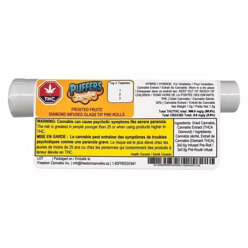 Puffer's Paradise - Frosted Fruitz Diamond Infused Glass Tip Pre-Roll